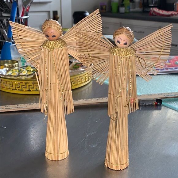 Vintage straw Christmas angels - Picture 3 of 7